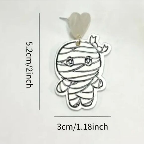 New Cute Halloween Mummy Earrings Dangle Fall Earrings - Picture 2 of 2